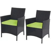MCW Poly-Rattan Sessel Halden 2er-Set anthrazit Kissen Grün