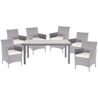 MCW Poly-Rattan-Garnitur Hamar, Gartenmöbel Balkon-Set Sitzgarnitur ~ grau, Kissen