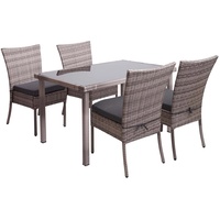 MCW Polyrattan Set MCW-G19 5-tlg. grau-braun/dunkelgrau