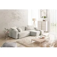 KAWOLA Sofa SAMU Ecksofa Feincord silber Recamiere rechts