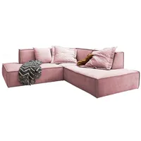 KAWOLA Sofa SAMU Ecksofa Stoff rosa Recamiere rechts -