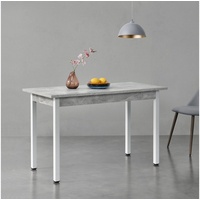 [en.casa] Esstisch Den Haag 120x60 cm Stahl Betonoptik/Weiß