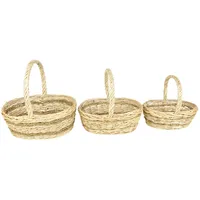 Frank Flechtwaren Bügelkorb "Seegras", 3er Set Flechtkorb Einkaufskorb Geschenk