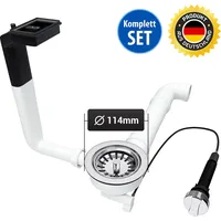 Aquade Siebkorbventil 114mm Excenter Ablaufgarnitur Spülbecken Siebkorb Excenterventil, Raumschaffer