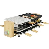 Princess Pure 8 Raclette Antihaftbeschichtung, 8Pfännchen Schwarz, Stein, Bambus