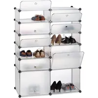Relaxdays Relaxdays, Schuhregal Kunststoff, Regalsystem 12 Fächer, XXL Steckregal,