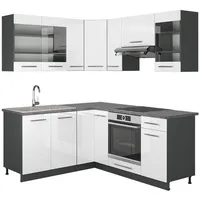 Vicco Winkelküche Fame-Line L-Form 190 cm Weiß Hochglanz