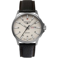 Bauhaus Aviation Herrenuhr mit Lederband Titan Automatik 10 ATM