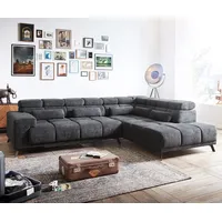 DeLife Ecksofa Catan 295x230 Mikrofaser Anthrazit Ottomane rechts inkl.