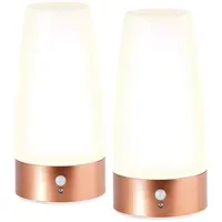 Lunartec LED Tischlampe Batteriebetrieb 2er Set mit Bewegungsmelder warmweiß
