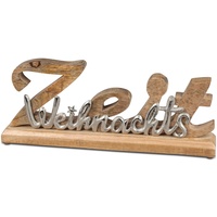 Formano Schriftzug Weihnachts-Zeit Sockel Alu Mango Holz formano 502247