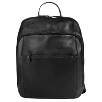 Piké Laptoprucksack, echt Leder, Made in Italy schwarz