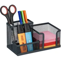 Relaxdays Schreibtisch-Organizer, 3 Fächer, Mesh-Design, Metall, HBT 10 x