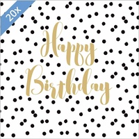 Ppd Birthday Konfetti 20 Servietten, Tischservietten, Stoff, weiß/grün, 33