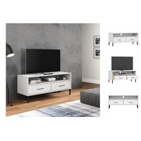 VidaXL TV-Schrank OSLO mit Metallbeinen Weiß Massivholz Kiefer