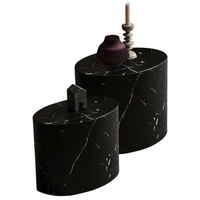 SalesFever Couchtisch 2er (Set, oval, in Marmoroptik - schwarz