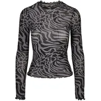 URBAN CLASSICS Turtleneck Top Aop Mesh Langarmbluse Dark Gray
