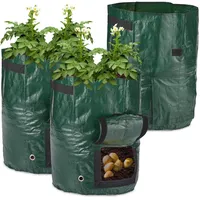 Relaxdays Kartoffel Pflanzsack 3er Set, Kartoffelsack mit Sichtfenster, 2