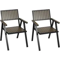 Mendler 2er-Set Gartenstuhl HWC-J95, Balkonstuhl Stuhl, Outdoor-Beschichtung, Aluminium Holzoptik