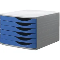 Jalema 2686356160 Schubladenbox, 6 geschlossene Schübe, hell grau/blau