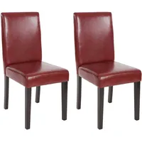 Mendler 2er-Set Esszimmerstuhl Stuhl Küchenstuhl Littau ~ Kunstleder, rot-braun,