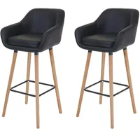 Mendler 2er-Set Barhocker Malmö T381, Barstuhl Tresenhocker Kunstleder, schwarz