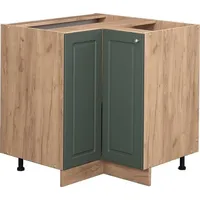 Vicco Eckunterschrank Fame-Line Grün-Gold Landhaus/Goldkraft Eiche Wotan, Holzwerkstoff, Quadratisch,