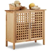 Relaxdays Waschbeckenunterschrank Walnuss Hellbraun,Silber
