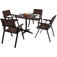 Mendler 4er-Set Gartenstuhl+Gartentisch HWC-J95, Stuhl Tisch, Gastro Outdoor-Beschichtung, Alu