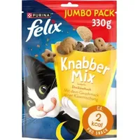 FELIX KnabberMix Katzensnack Dreikäsehoch mit Cheddar, Gouda & Edamer