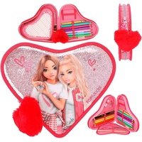 DEPESCHE TOPModel Herz-Federtasche mit Stifte pink