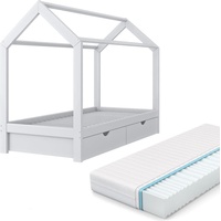VitaliSpa Kinderbett, Hausbett Wiki, 90x200 cm mit 2 Schubladen