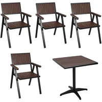 MCW Gartenstuhl+Gartentisch schwarz, dunkelbraun