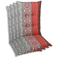 GO-DE rot, Hellgrau, Textil, Sesselauflage Hochlehner, 4er Set, Farbe: