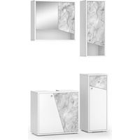 Vicco Badmöbelset Irida Weiß Marmor-Optik modern Badezimmerschrank Badschrank Badezimmermöbel