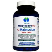 Vitalleben Magnesium Citrat 120 Pulver Kapseln organisches PREMIUM TRI-MAGNESIUMCITRAT.