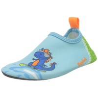 Playshoes Unisex Kinder Barfuß-Schuhe, Blau Grün Dino, 28/29 EU