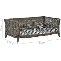 VidaXL Hundekorb mit Kissen Grau 90x54x35 cm Natur Weide