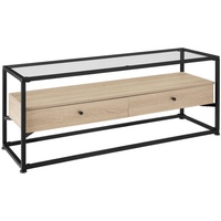 TecTake tectake® Sideboard, Industrial Style, Platte aus Sicherheitsglas, 2