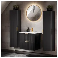 Lomadox badezimmer set 60cm waschtisch mitwaschbecken 2 hochschränke mattmit