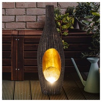 ETC Shop Solarleuchte Rattan Design, Glas Kugel, gold, H