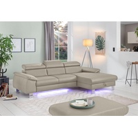 Cotta Ecksofa Komaris, Ecksofa, wahlweise mit RGB-LED-Beleuchtung und Bettfunktion/Bettkasten,