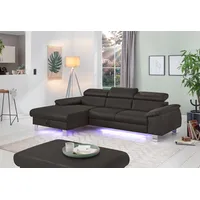 Cotta Ecksofa Komaris, Ecksofa, wahlweise mit RGB-LED-Beleuchtung und Bettfunktion/Bettkasten,