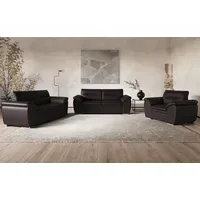Cotta Polstergarnitur COTTA "Leandra", braun, Leder PAMPAS, Sitzmöbel-Sets, Couchgarnitur,