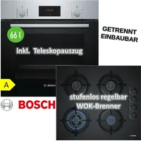 Bosch Herdset Autark Gasherd Einbau Backofen Heißluft + GAS