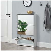 [en.casa] Schuhkipper Vogar mit 3 Türen 102,5x63x17 cm Weiß
