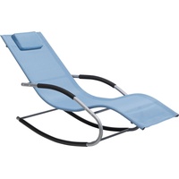 Beliani Gartenliege Blau Schwarz Silber 149x63x84