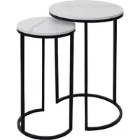 MCW 2er-Set Beistelltisch MCW-K46, Kaffeetisch Nachttisch Loungetisch, Marmor-Optik MDF