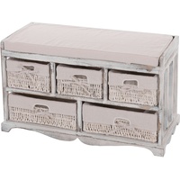 Mendler Kommode und Sitzbank mit 5 Schubladen, 45x77x36cm, Shabby-Look,