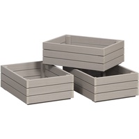 INTER-FURN Arona 3er Set Kiste, Kiefernholz, Kiefer Massiv Grau,